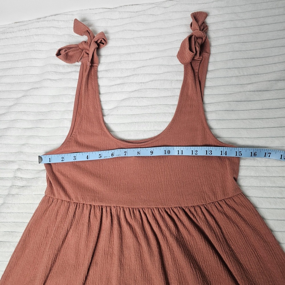 Wild Fable Textured Tie Shoulder Babydoll Dress Coral M Boho Lagenlook Beach - Picture 4 of 9